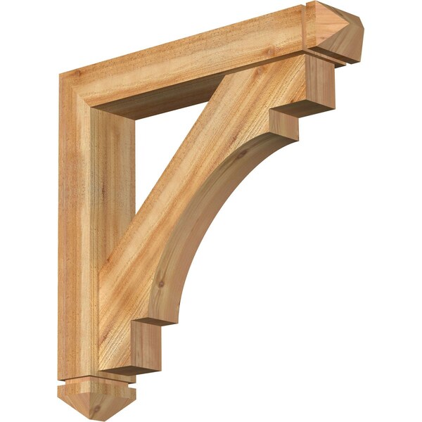 Ekena Millwork Merced Arts and Crafts Rough Sawn Bracket w/ Offset Brace, Western Red Cedar, 6"W x 32"D x 32"H BKT0604X32X32MRC03RWR - main